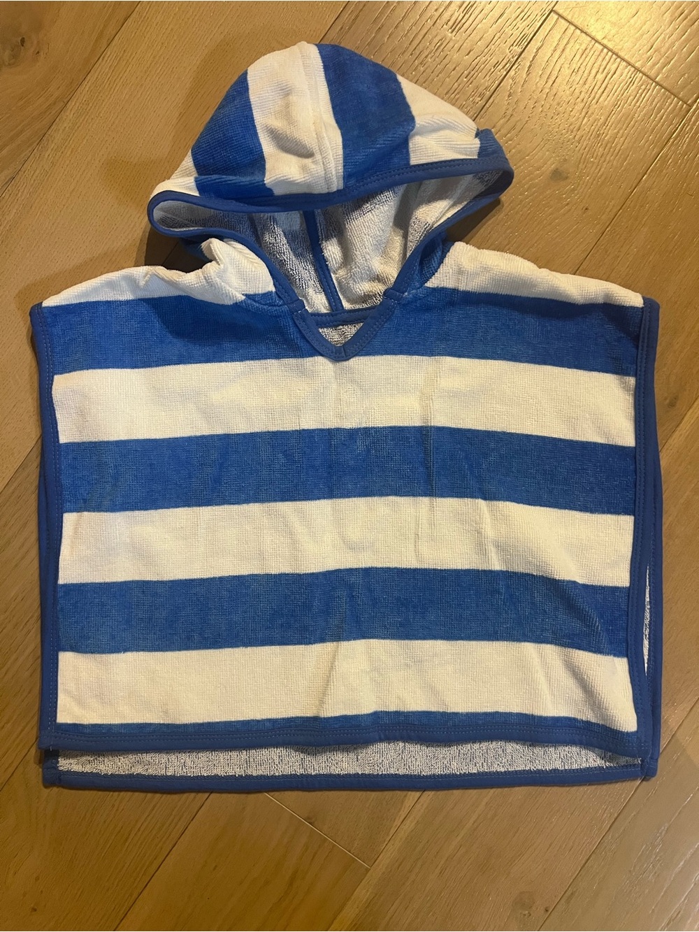 wonder nation Blue and White Striped Hooded Towel Poncho
